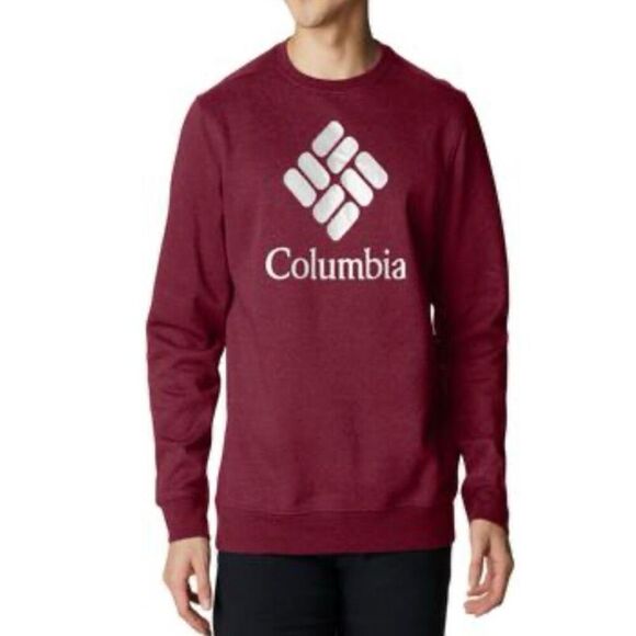 Columbia Mens Trek Crew Red Jasper And White Long Sleeve Top Size Small New - Picture 1 of 2
